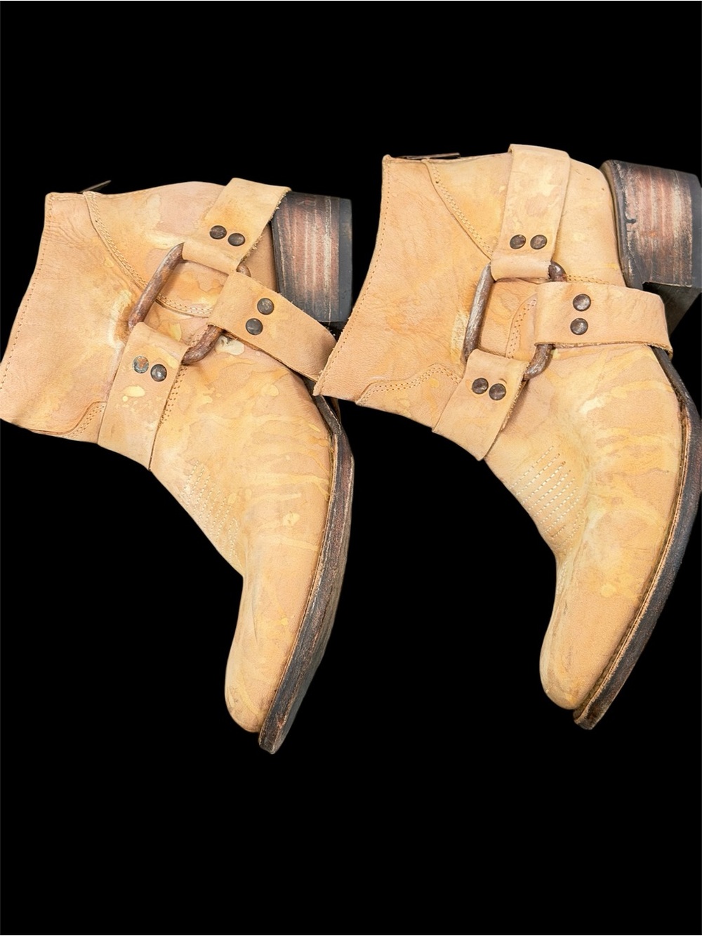 freebird Tan Leather Western Harness Ankle Boots